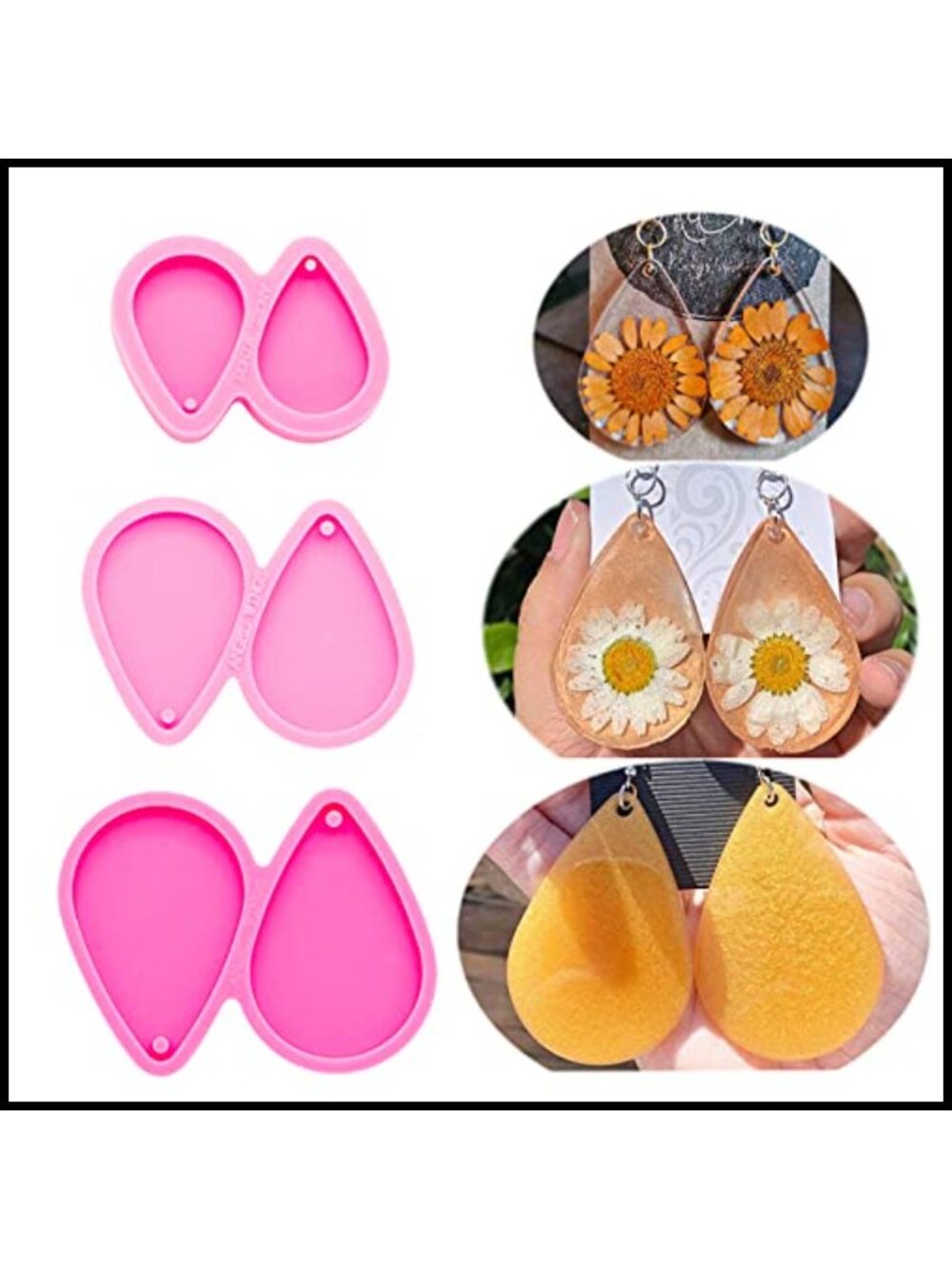 3Pc Tear Drop Resin Earring Molds Silicone DIY Jewelry Making S M L